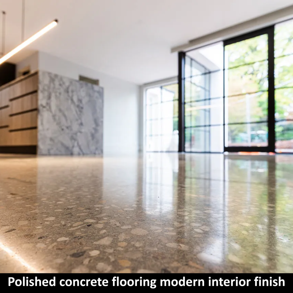 Industrial polished concrete floor smooth surface
